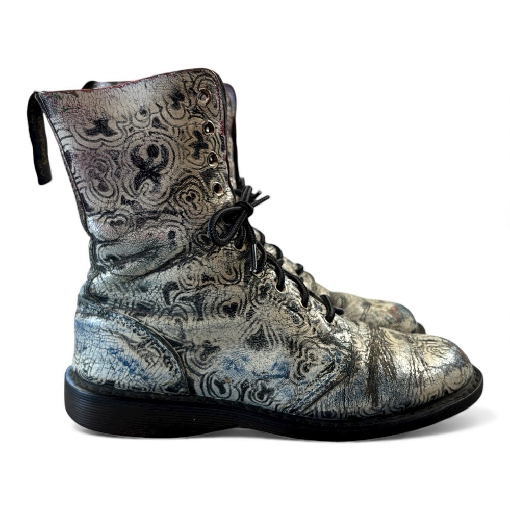 Vintage Dr Martens Eva‎ Ankle Combat Boots Womens 7 Soft Leather Made in England - Picture 4 of 13